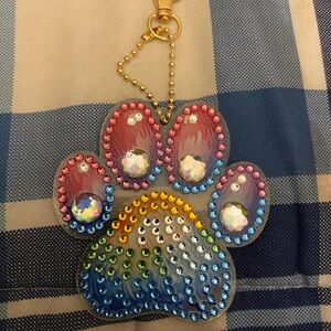 Handmade diamond art paw keychain